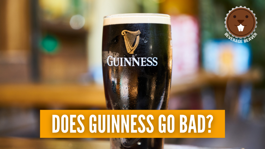 A pint of Guinness with the caption 'Does Guinness Go Bad?'