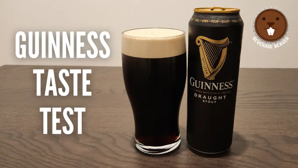 A glass and can of Guinness with the caption ' Guinness Taste Test'