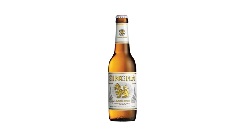 A bottle of Singha Lager