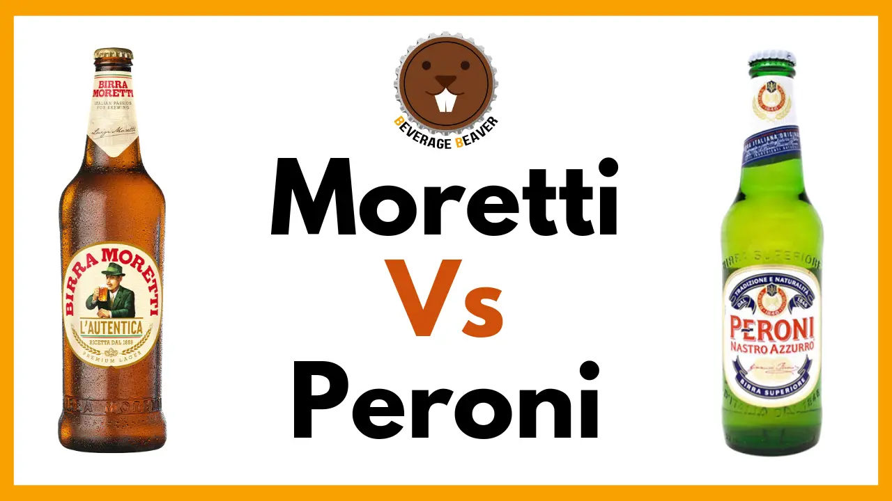 A blog post featured image with the title 'Moretti Vs Peroni'