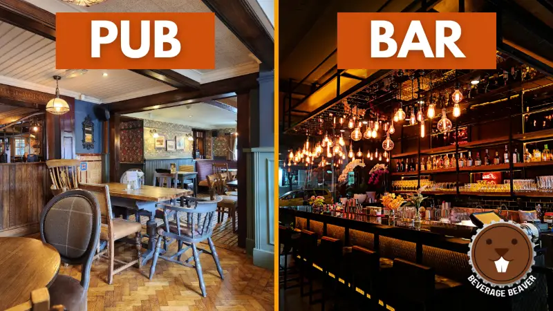 A picture showing the difference between a pub and a bar