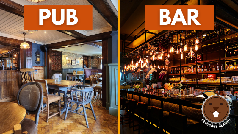 A picture showing the difference between a pub and a bar