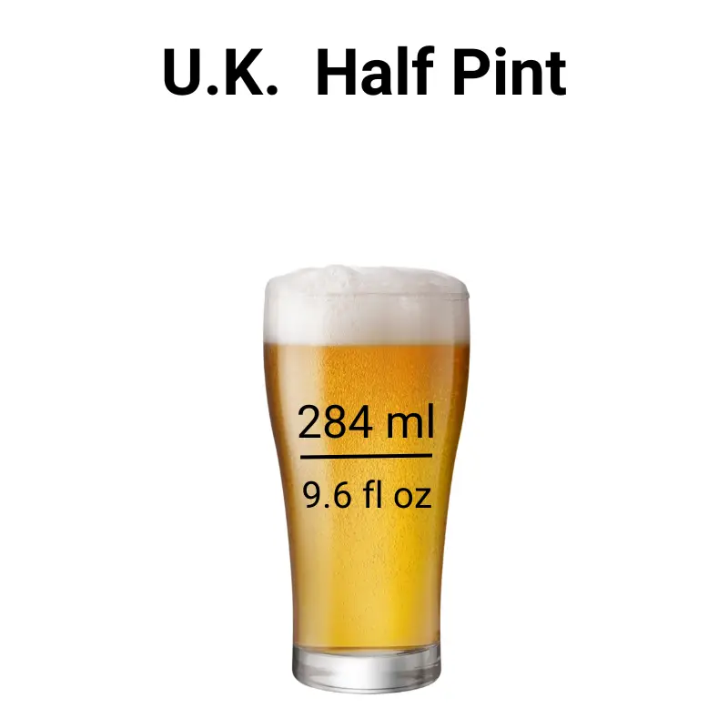 UK Half Pint Size Measurements