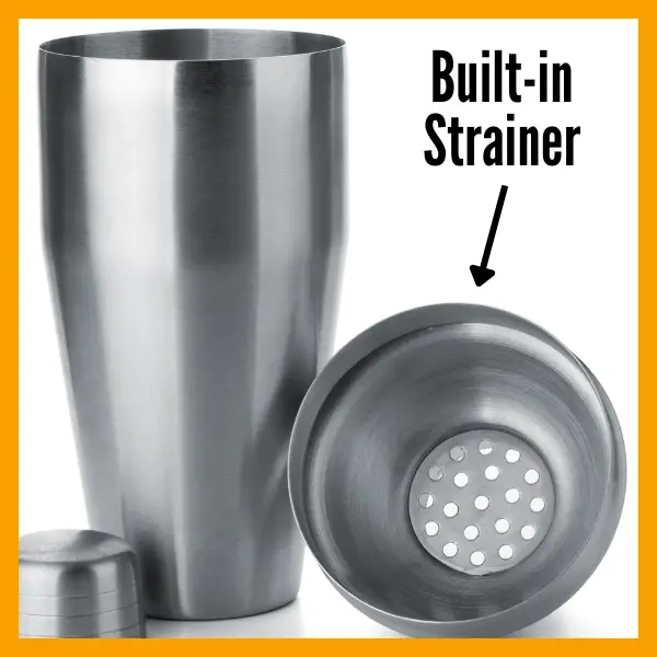 A built-in Cocktail strainer on a white background