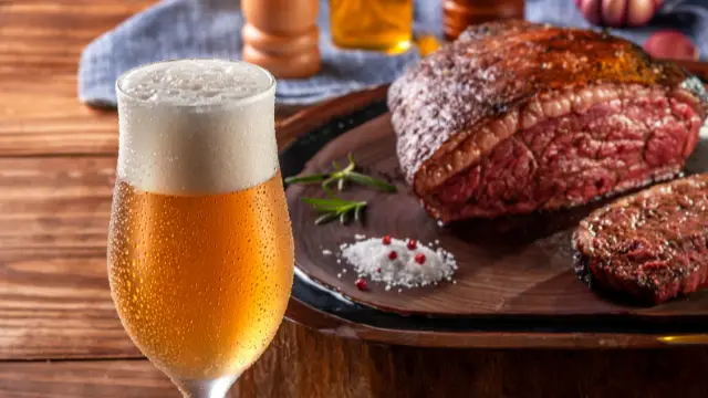 A beer paired with a steak