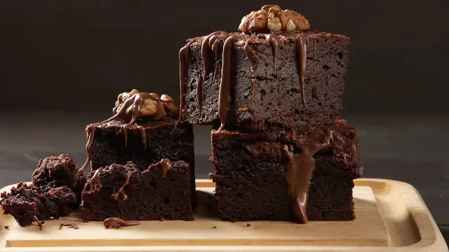 Dark Chocolate Brownie dessert close up