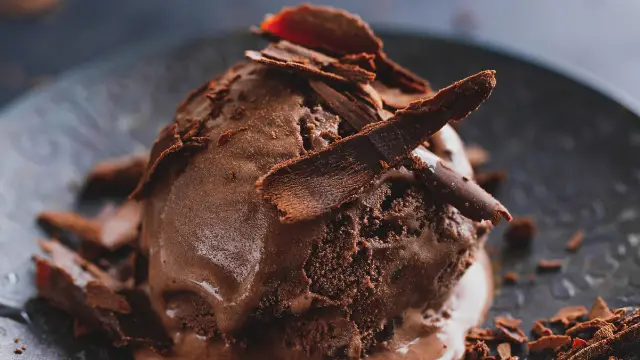 Some dark chocolate desert close up