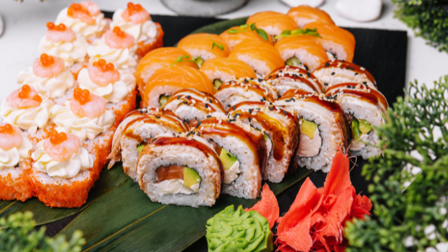 A plate of sushi