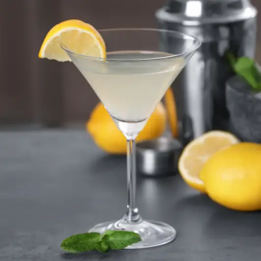 A close up of a Lemon Drop Martini Cocktail