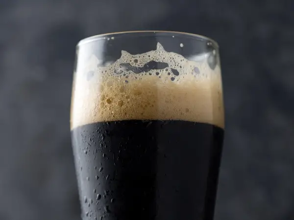 A close up of a porter beer