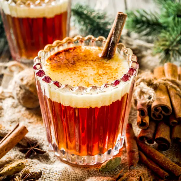 a close up of a hot Christmas Cocktail
