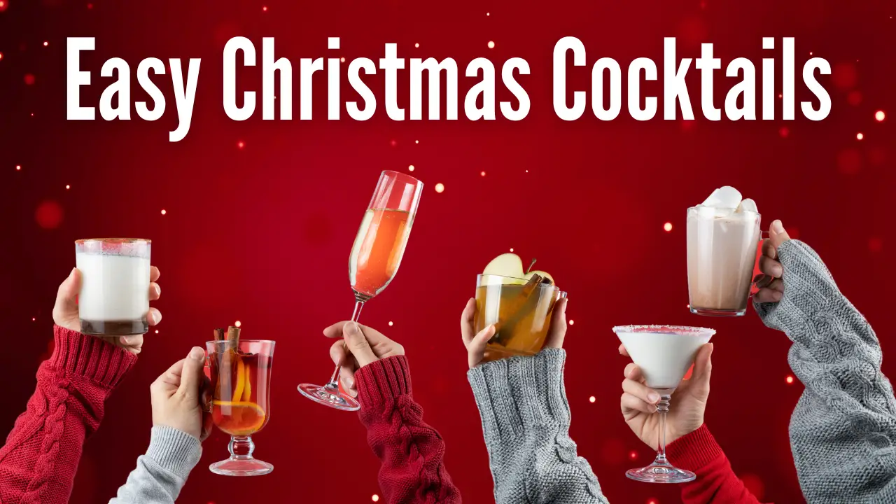 Hands holding up Christmas Cocktails