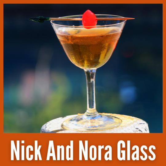 A cocktail in a Nick And Nora Glass