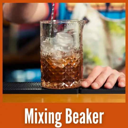 A cocktail mixing beaker